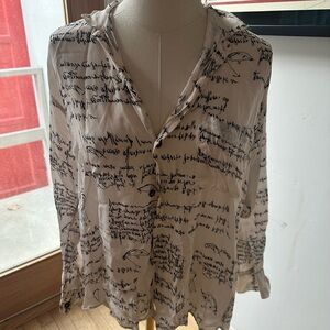 Zara Women's White Script Print Blouse